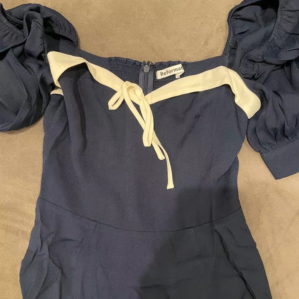 Reformation Lillet Dress in Navy *NEW* - Picture 5 of 7
